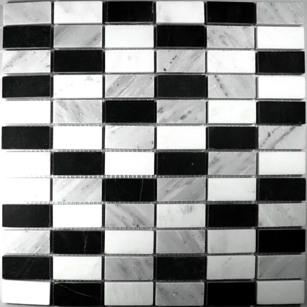 Mosaik Fliser Marmor Sort Hvid Mix