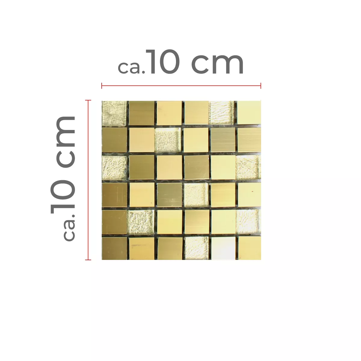 Prøve Mosaik Fliser Lissabon Aluminium Glas Mix Guld