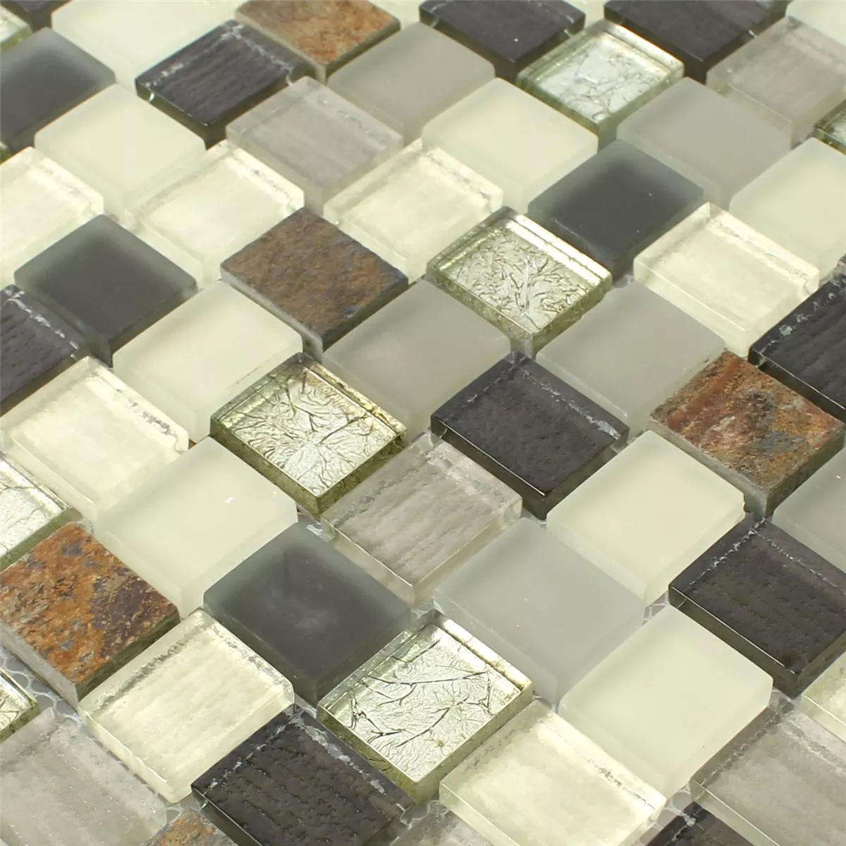 Mosaik Fliser Glas Natursten Rustik