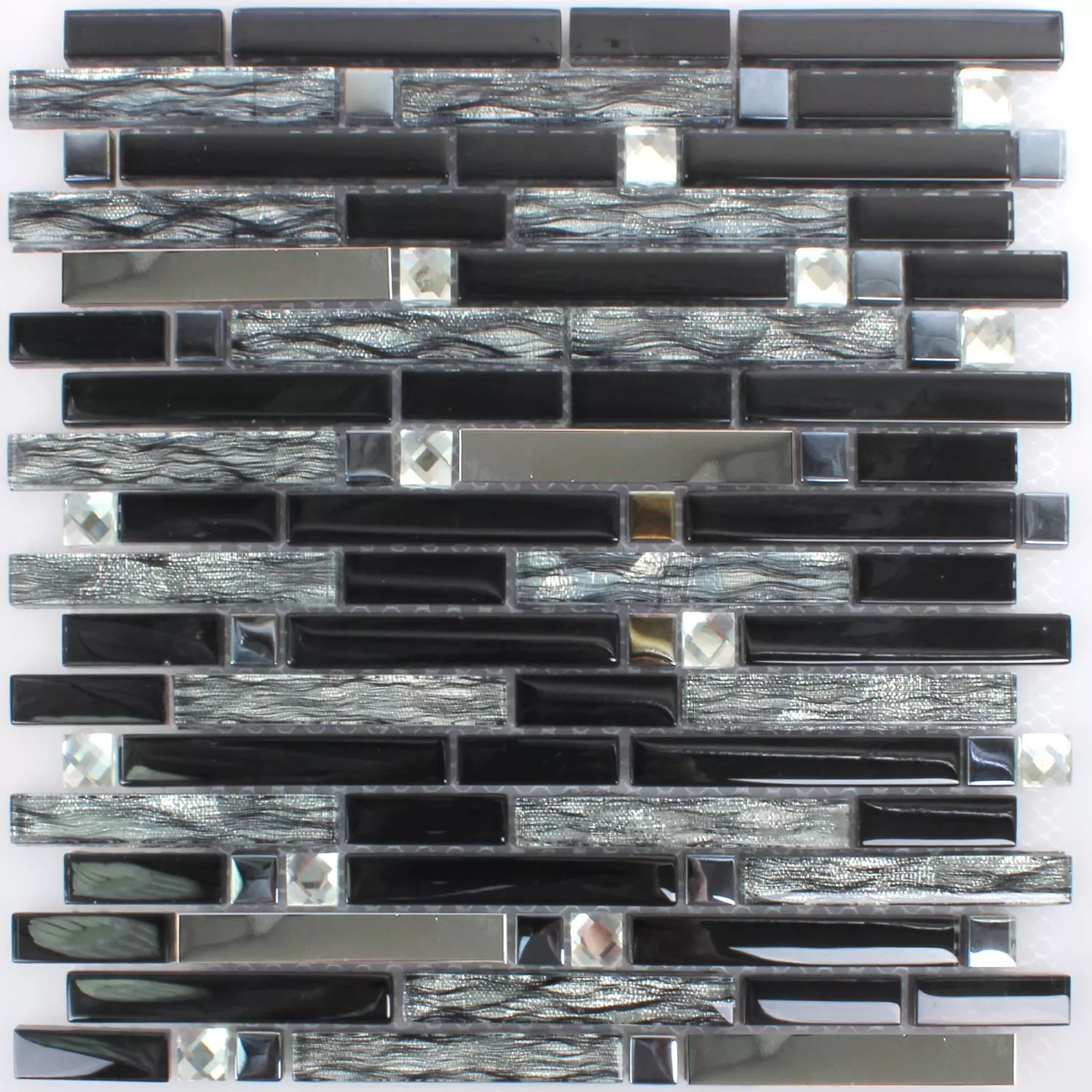Prøve Mosaik Fliser Glas Metal Latoya Sølv Sort