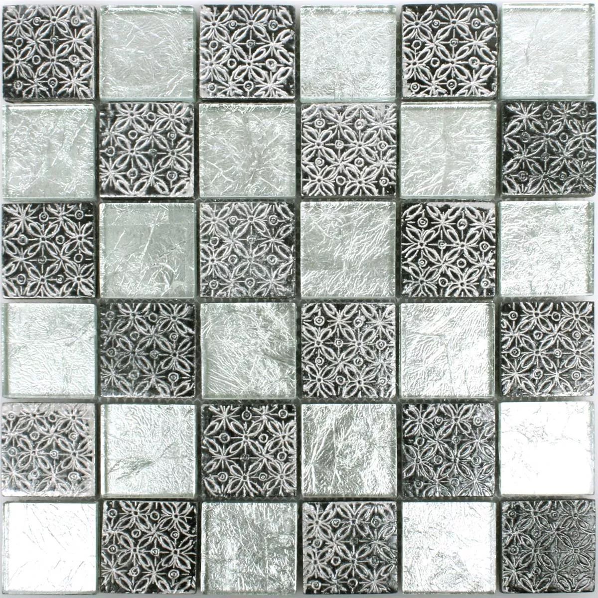 Mosaik Fliser Glas Natursten Friesia Sølv
