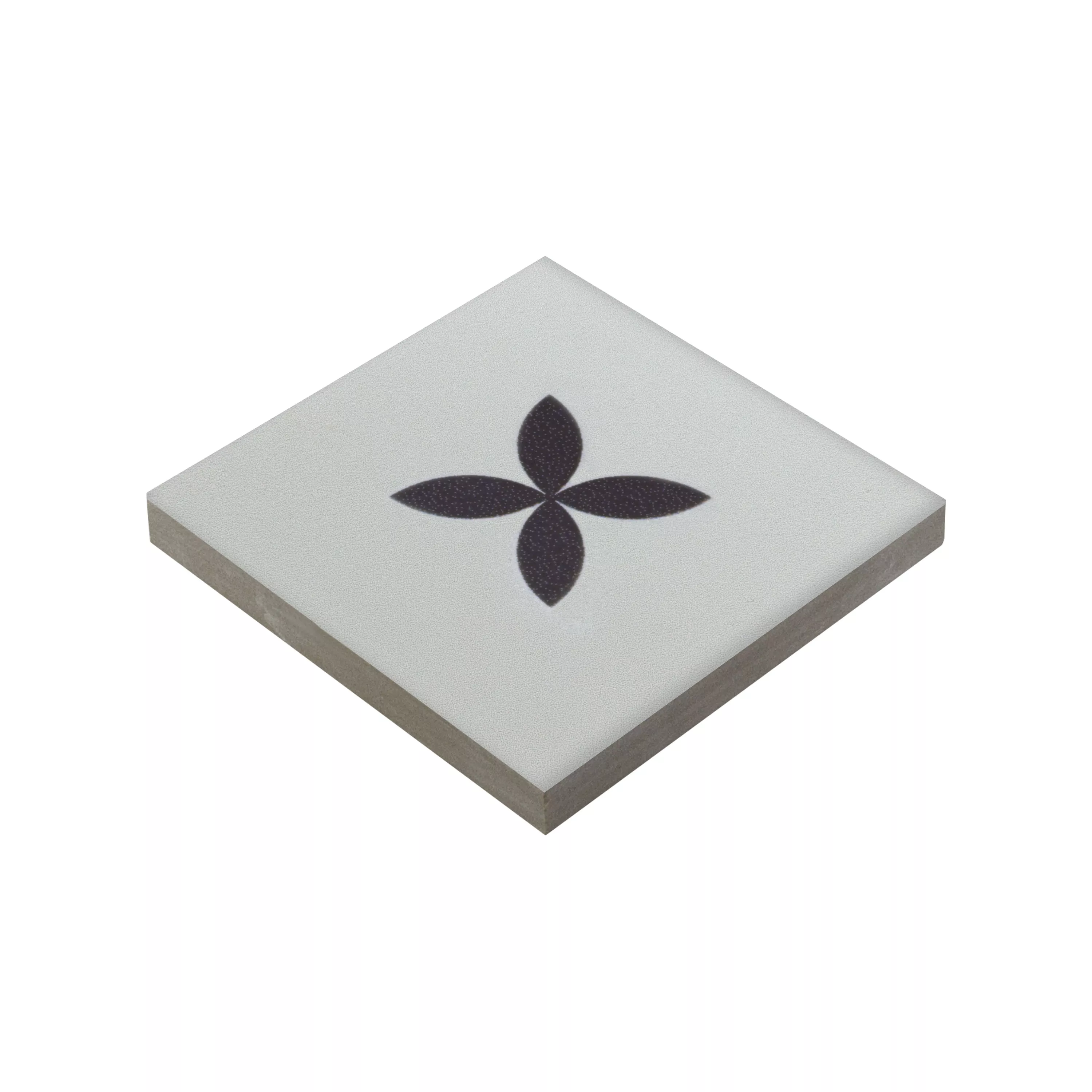 Porcellanato Fliser Genexia Sort Hvid Decor 4 Rosone  4,6x4,6cm Porcellanato Fliser Genexia Sort Hvid Decor 4 Rosone  4,6x4,6cm