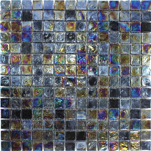 Prøve Mosaik Fliser Glas Effekt Petrol Black