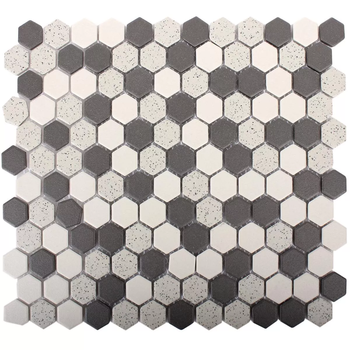 Keramik Mosaik Fliser Monforte Hexagon Sort Gra