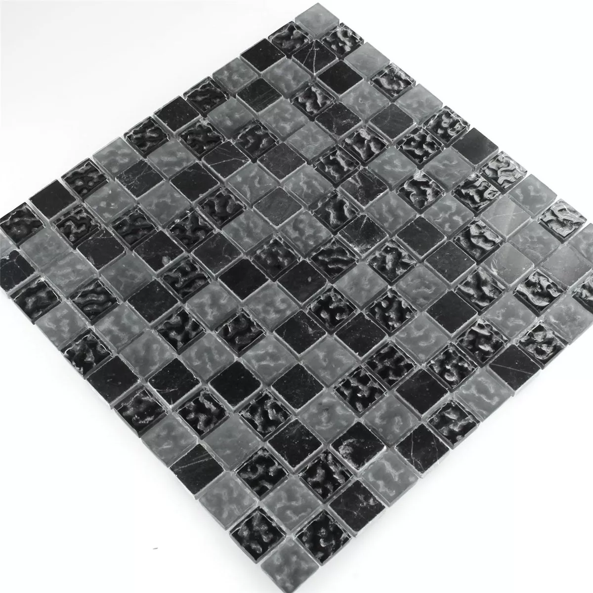 Mosaik Fliser Glas Marmor Zambia Riflede 23x23x8mm