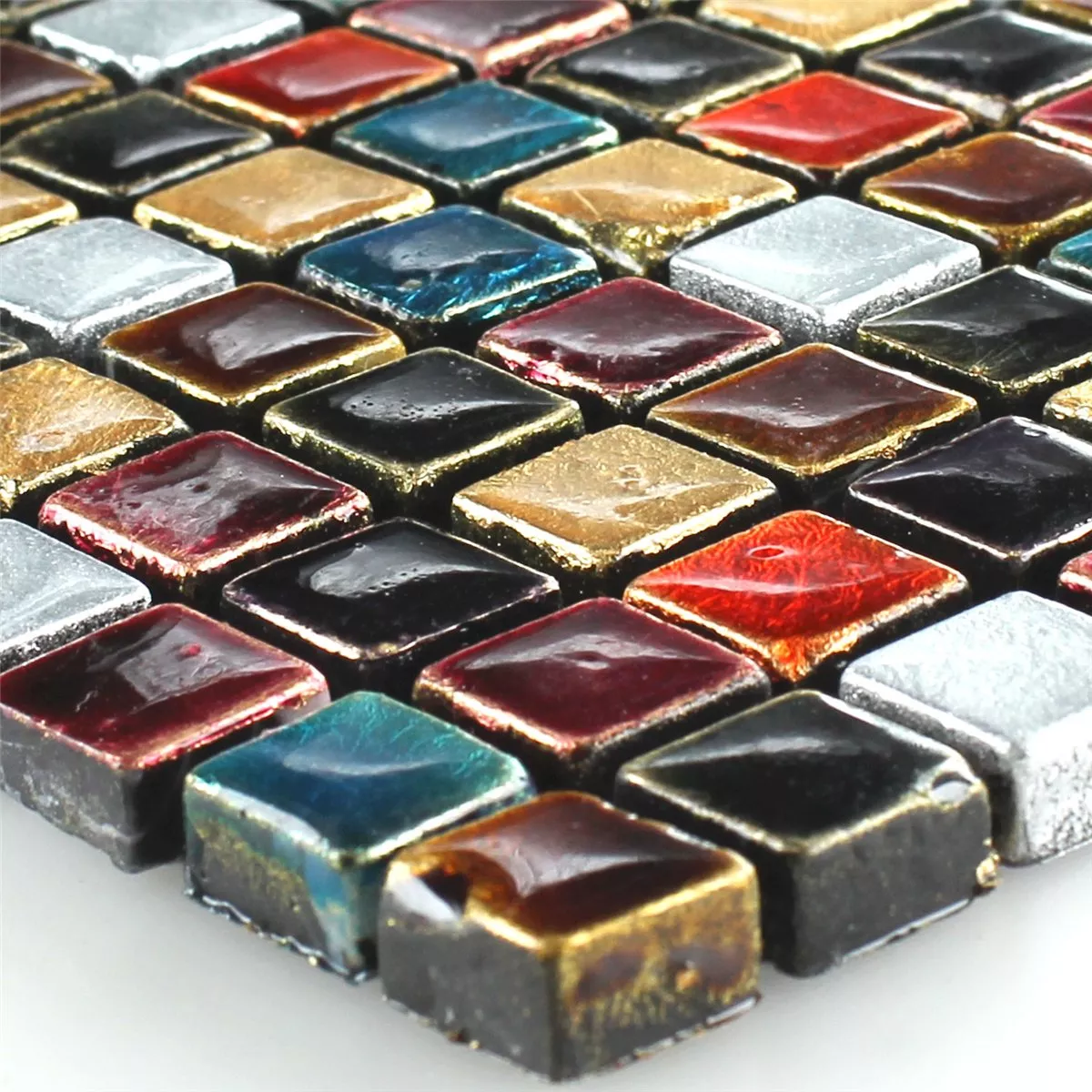 Mosaik Fliser Glas Farverige Mix 15x15x8mm