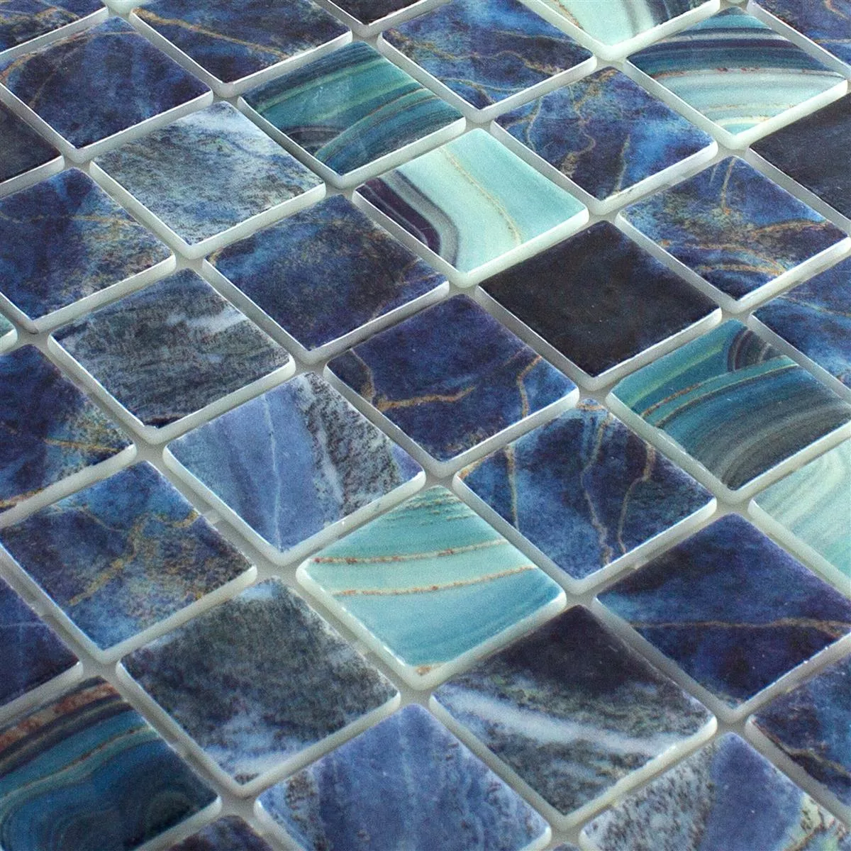 Swimmingpool Mosaik Baltic Blå Turkis 38x38mm