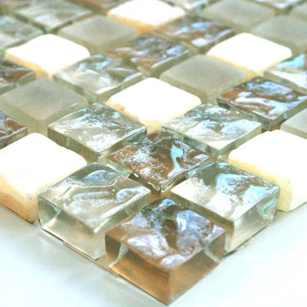 Prøve Mosaik Fliser Glas Marmor  Beige Skifer Mix Onyx