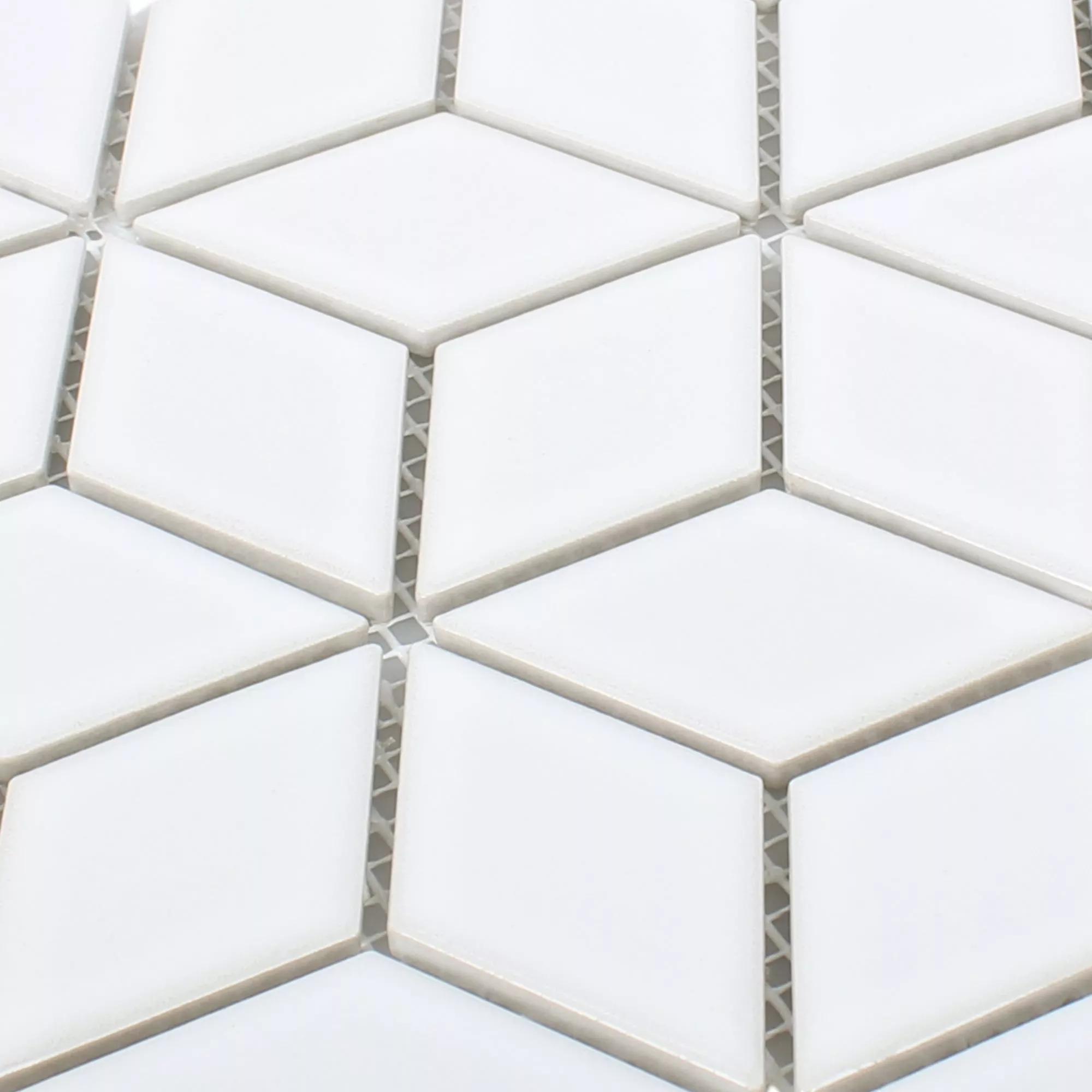 Keramik Mosaikfliser Cavalier 3D Terninger Hvid Strålende
