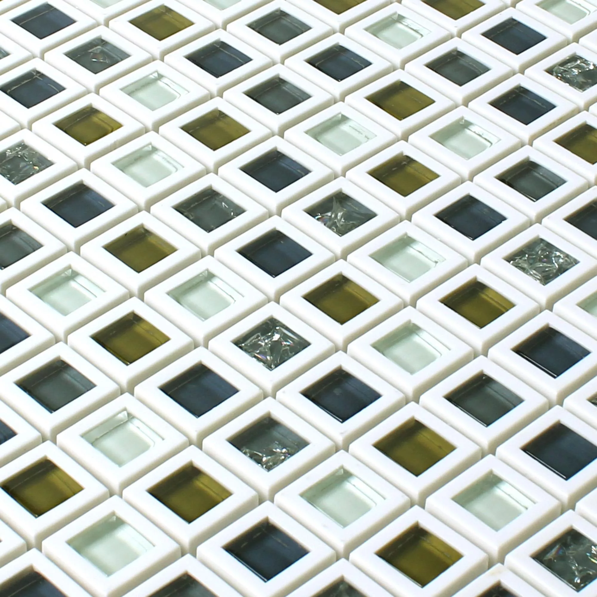 Glas Plast Mosaik Anatolia Grøn Hvid