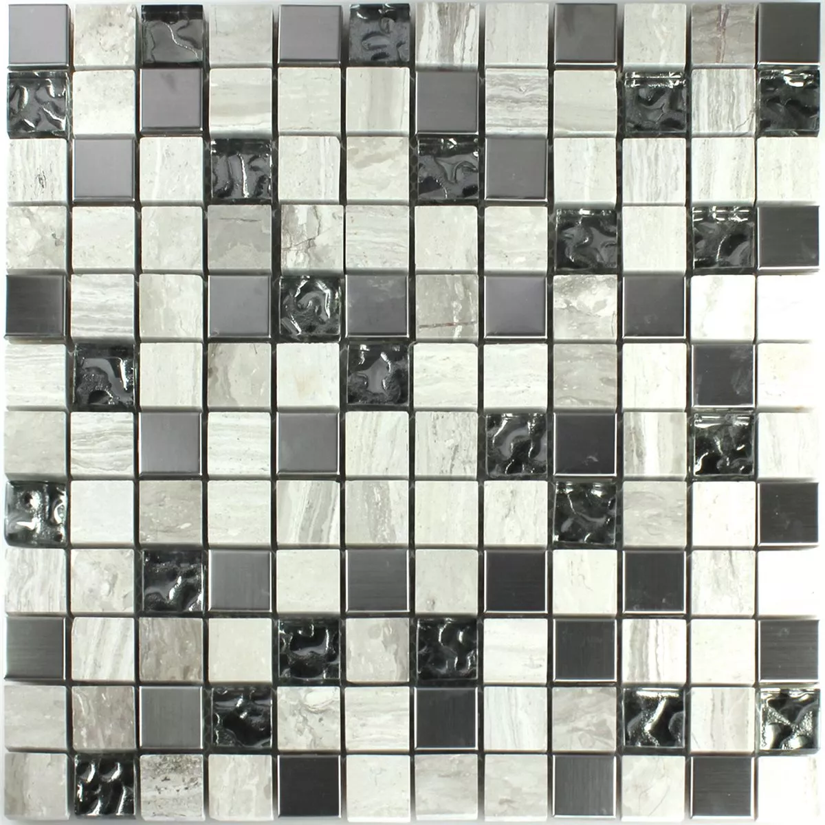Prøve Mosaik Fliser Glas Rustfrit Stål Gra