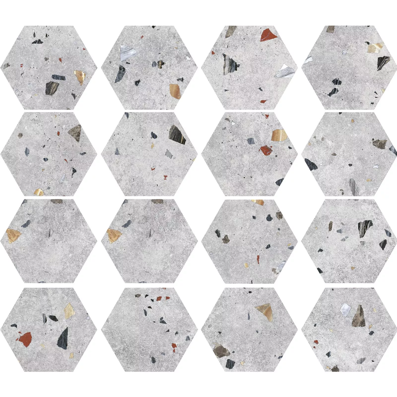 Prøve Gulvfliser Moderno Hexagon Sølv Farverige