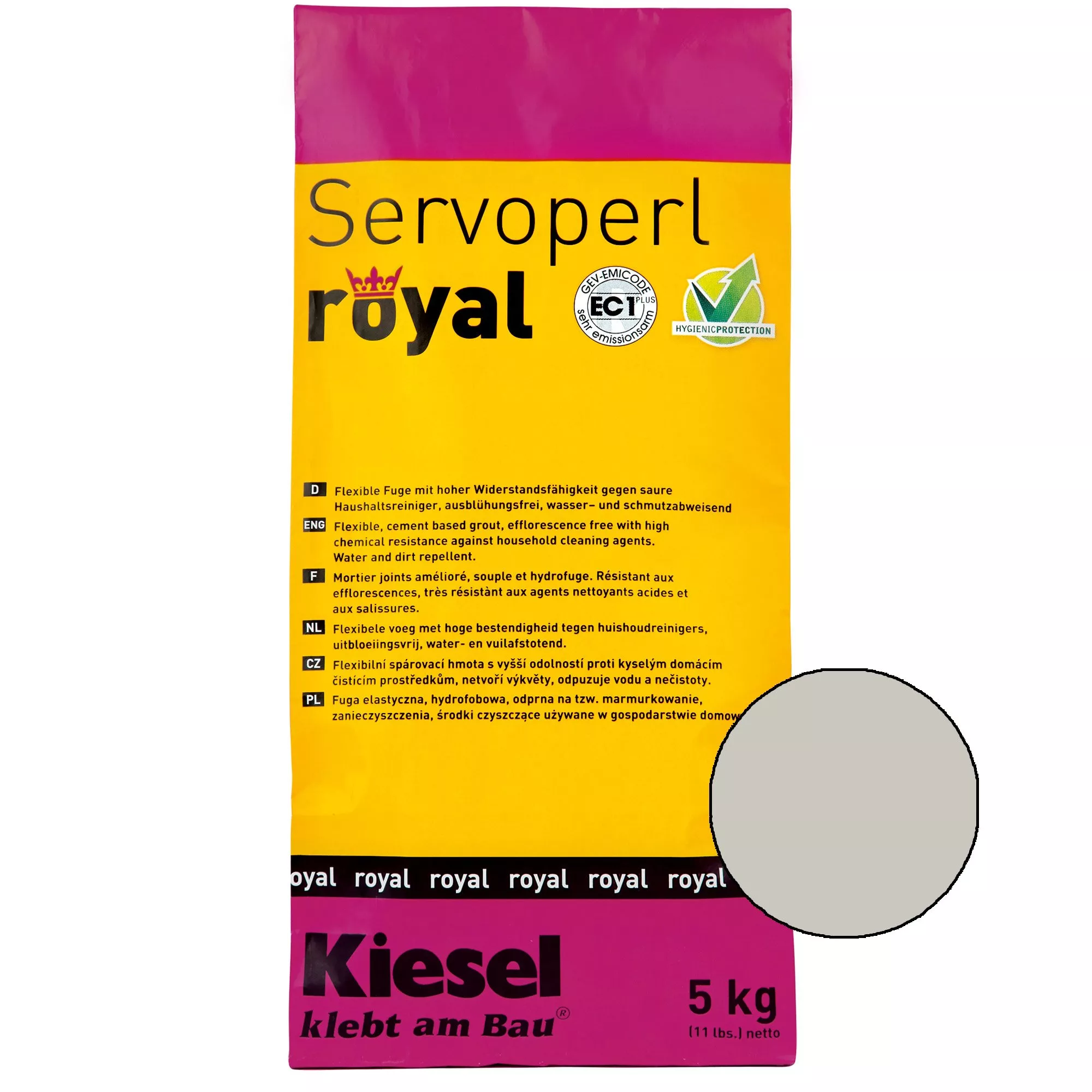 Kiesel Servoperl Royal - Fleksibel, Vand- Og Snavsafvisende Samling (5KG Sølvgrå)