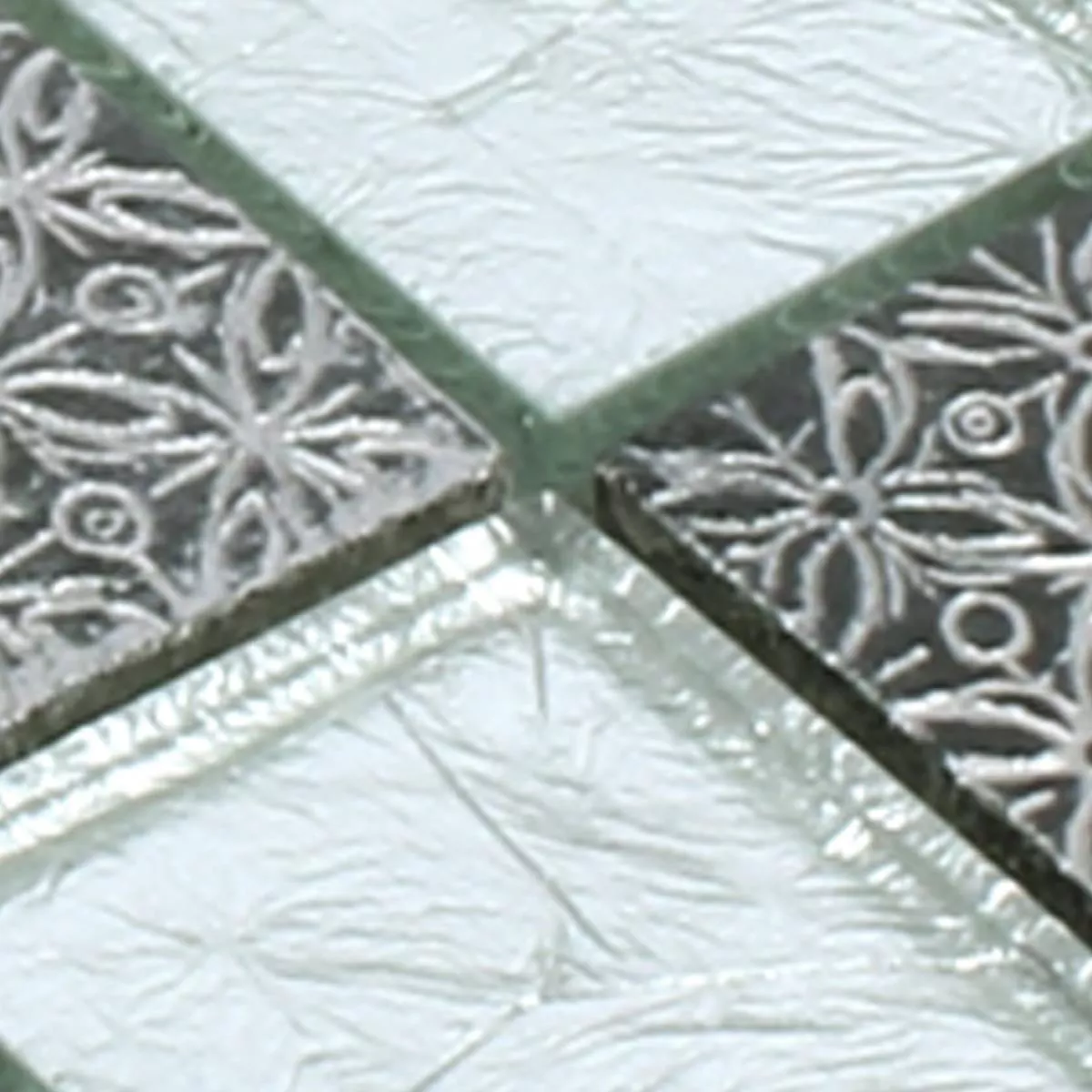 Prøve Mosaik Fliser Glas Natursten Friesia Sølv