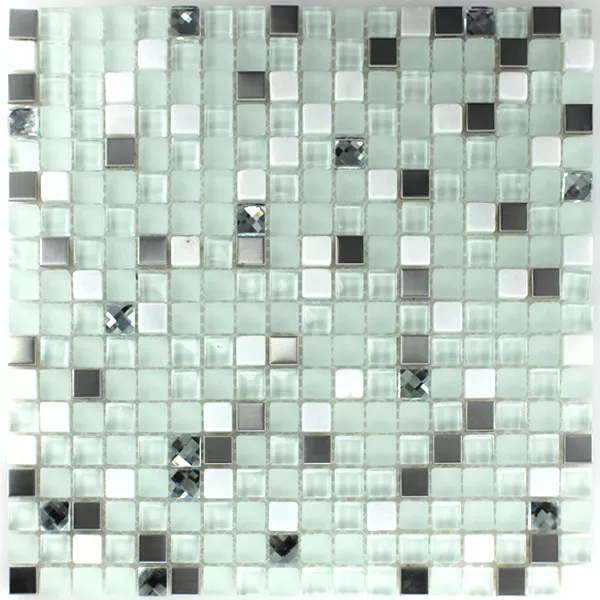 Mosaik Fliser Glas Rustfrit Stål Türkis Diamant
