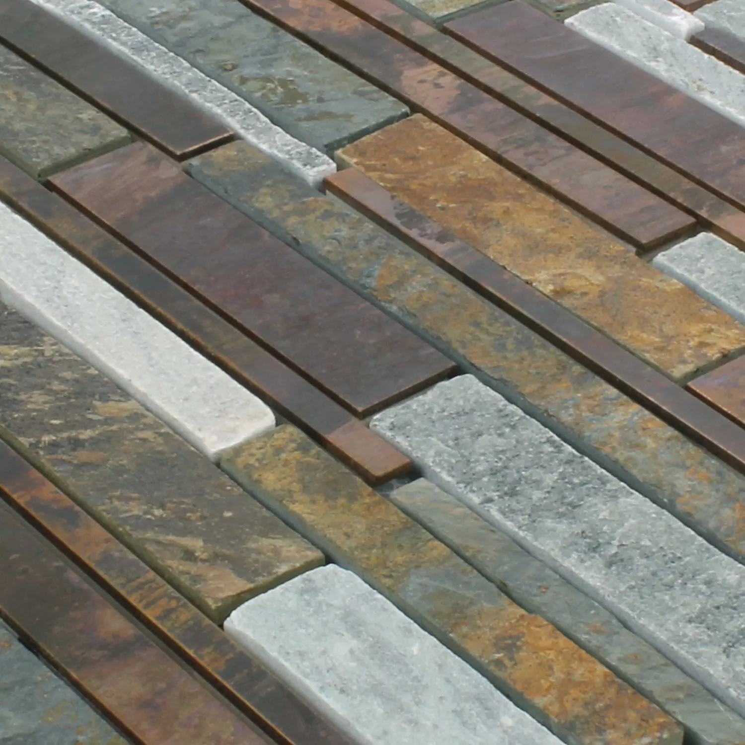 Mosaik Fliser Miray Natursten Kobber Mix