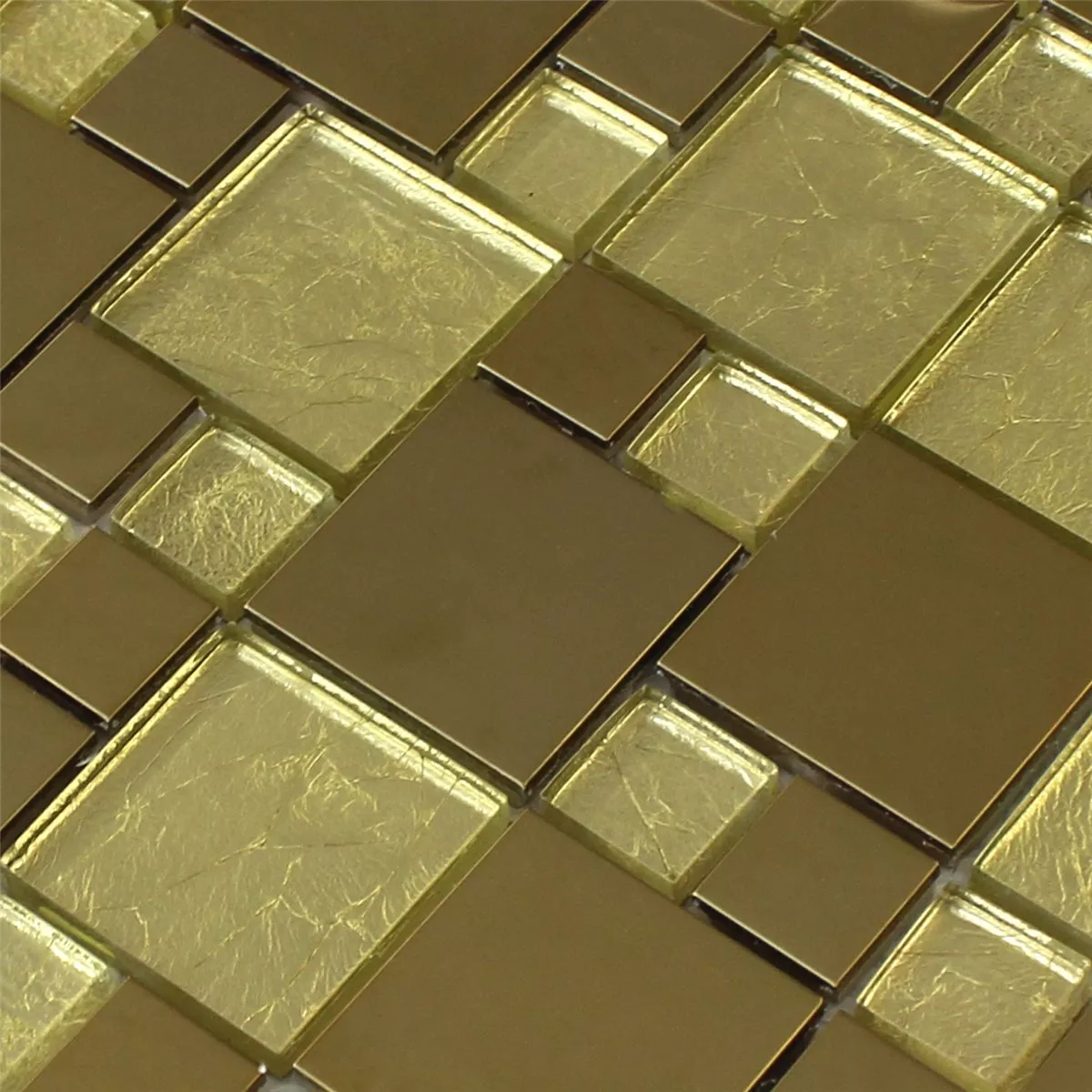 Mosaik Fliser Glas Rustfrit Stål Metal Guld