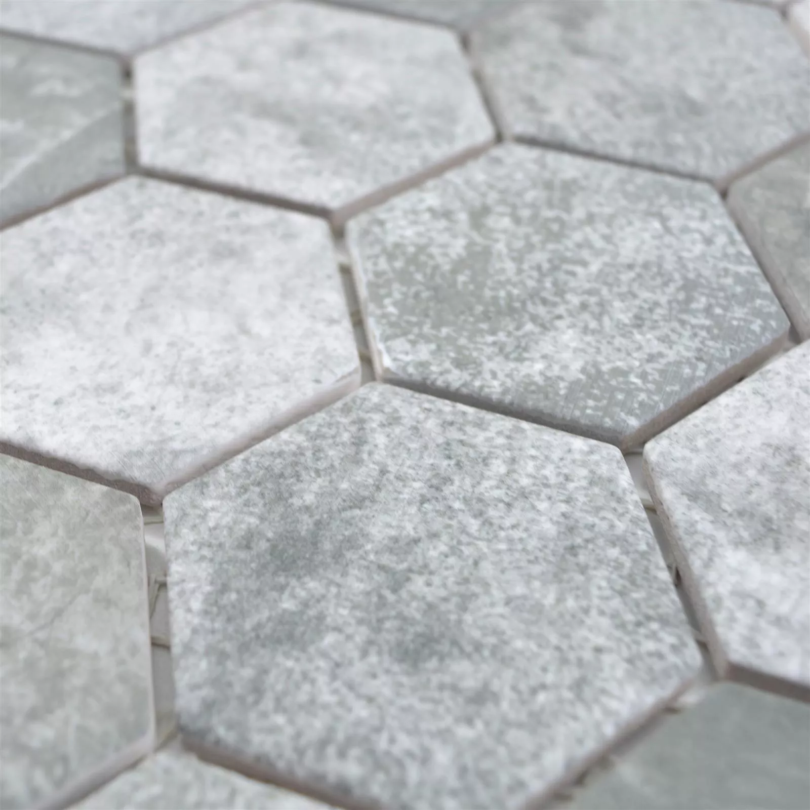 Keramikmosaik Comtessa Hexagon Cement Optik Morkgra