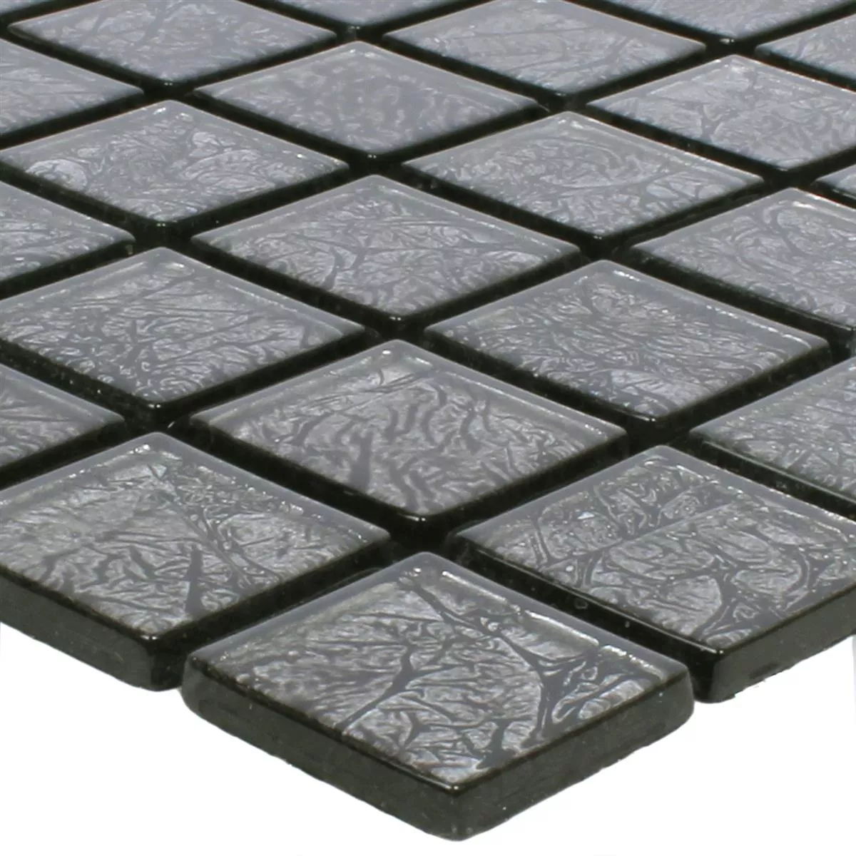 Mosaik Fliser Glas Kandila Sort 23x23x4mm Mosaik Fliser Glas Kandila Sort 23x23x4mm