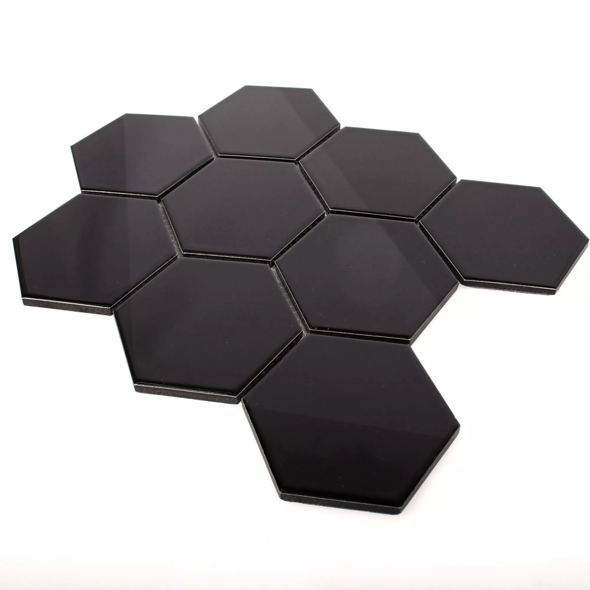 Prøve Keramik Mosaik Fliser Hexagon Salamanca Sort Strålende H95